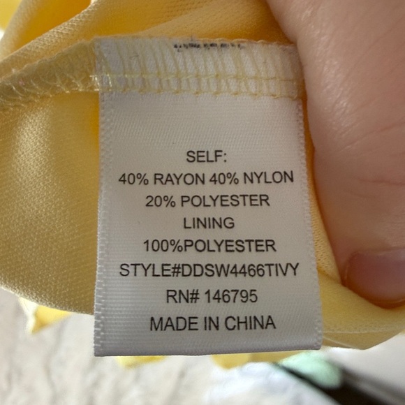 Dee Elly Yellow White Daisy Smocked Puff Sleeve Mini Babydoll Dress - Picture 5 of 7